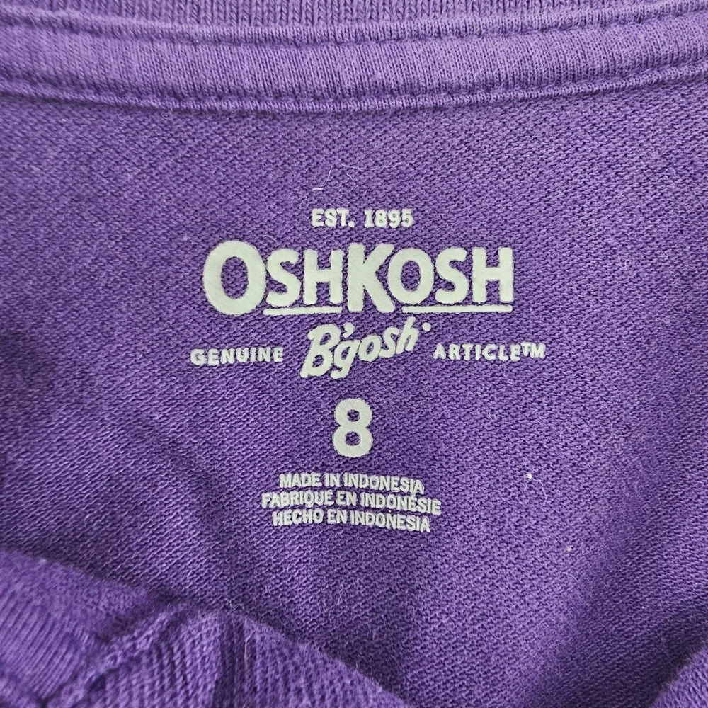 OshKosh B'gosh Boys Purple Short Sleeve Pique Polo Shirt Size 8‎ School Uniform